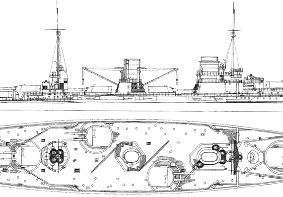 Корабль SMS Seydlitz [Battlecruiser] (1913) - чертежи, габариты, рисунки